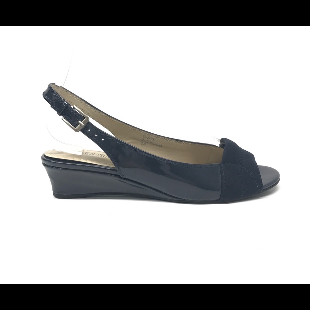 Ellen Tracy Navy Blue Slingback Wedge Women's 7.5M